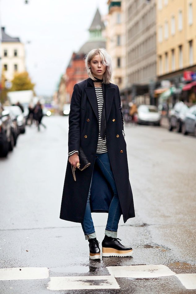 Le Fashion: Street Style: Military Coat + Stella McCartney Platform Oxfords
