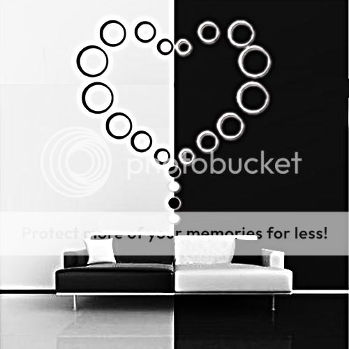 New Set of 3D Pop Up Ring Wall Modern Art Sticker Decal Decoration Black White