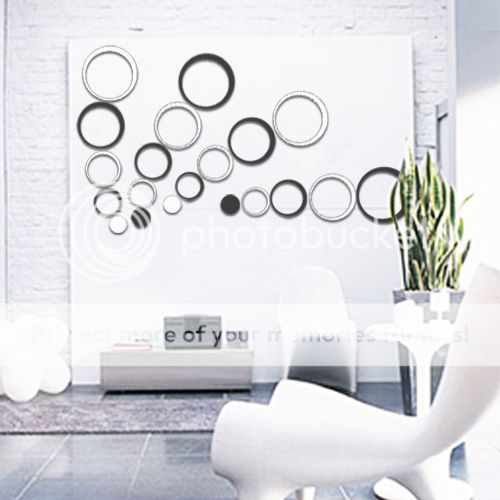 New Creative Pop Up Decoration Black 5 Circles Ring 3D Wall Art Sticker Decal