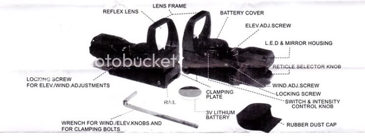 item inclueds one holographic 1 x 22 x33 sight scope